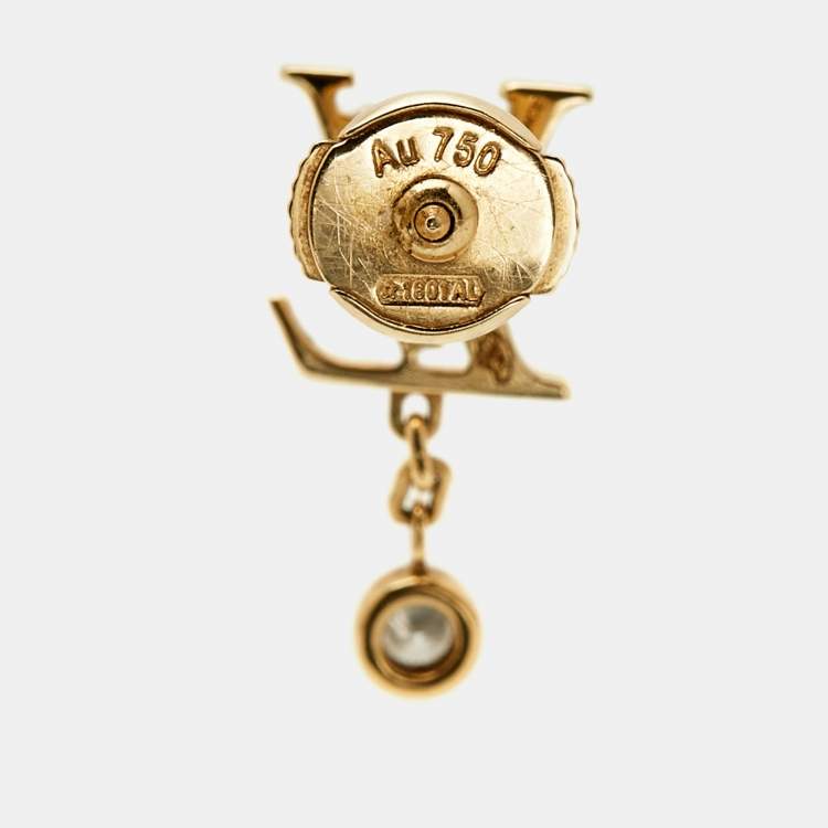 Pre Owned Louis Vuitton Idylle Blossom LV Diamond 18k Yellow Gold Single Earring