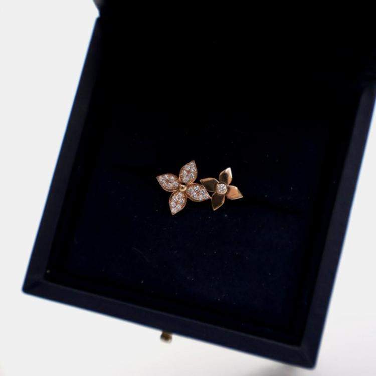 Pre Owned Louis Vuitton 18K Rose Gold Idylle Blossom Ring 58