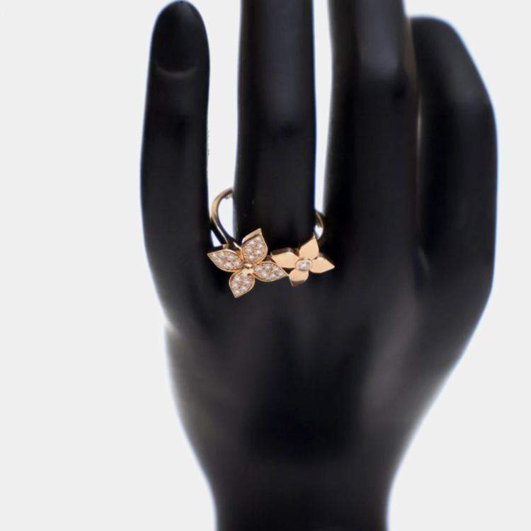 Pre Owned Louis Vuitton 18K Rose Gold Idylle Blossom Ring 58