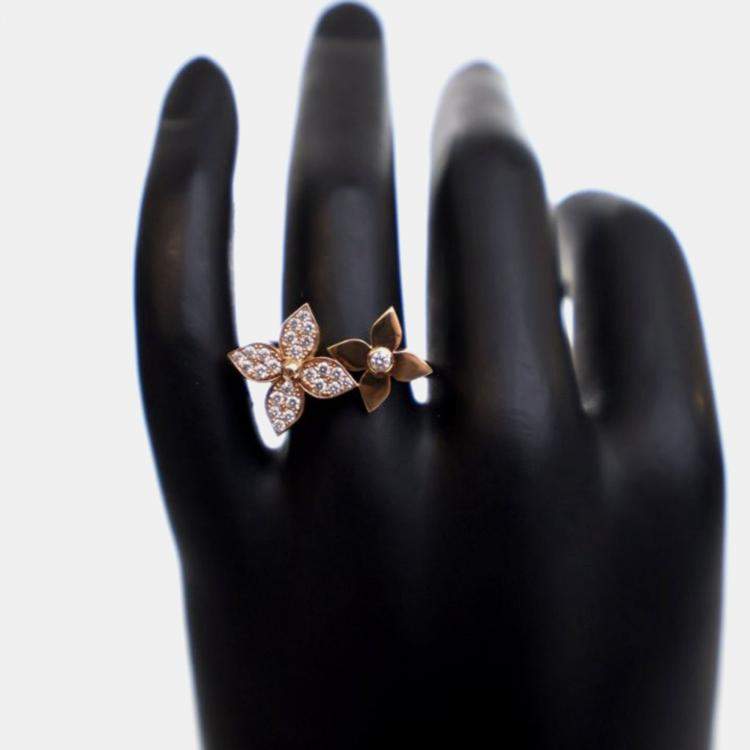 Pre Owned Louis Vuitton 18K Rose Gold Idylle Blossom Ring 58