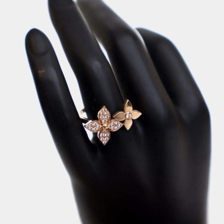Pre Owned Louis Vuitton 18K Rose Gold Idylle Blossom Ring 58