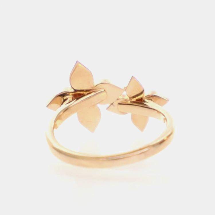 Pre Owned Louis Vuitton 18K Rose Gold Idylle Blossom Ring 58