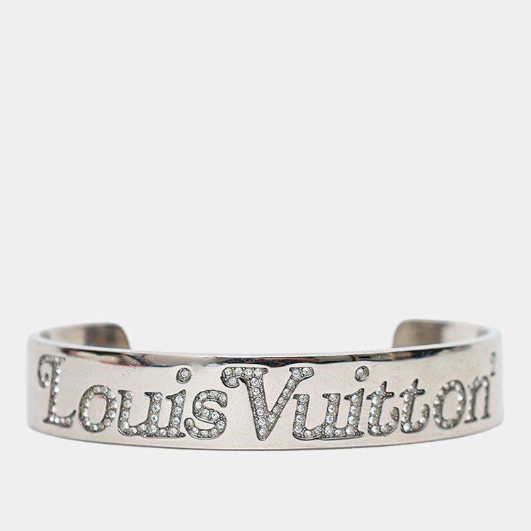 مملوكة مسبقًا Louis Vuitton x Nigo Silver Tone Squared Strass Bracelet Size M
