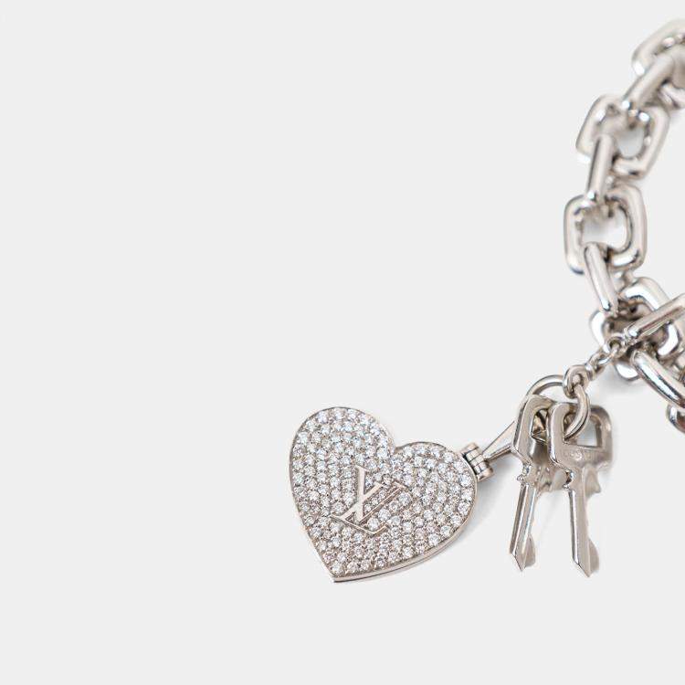 Pre Owned سوار لويس فويتون قلب تاغ ألماس بالذهب الأبيض عيار 18 قيراط