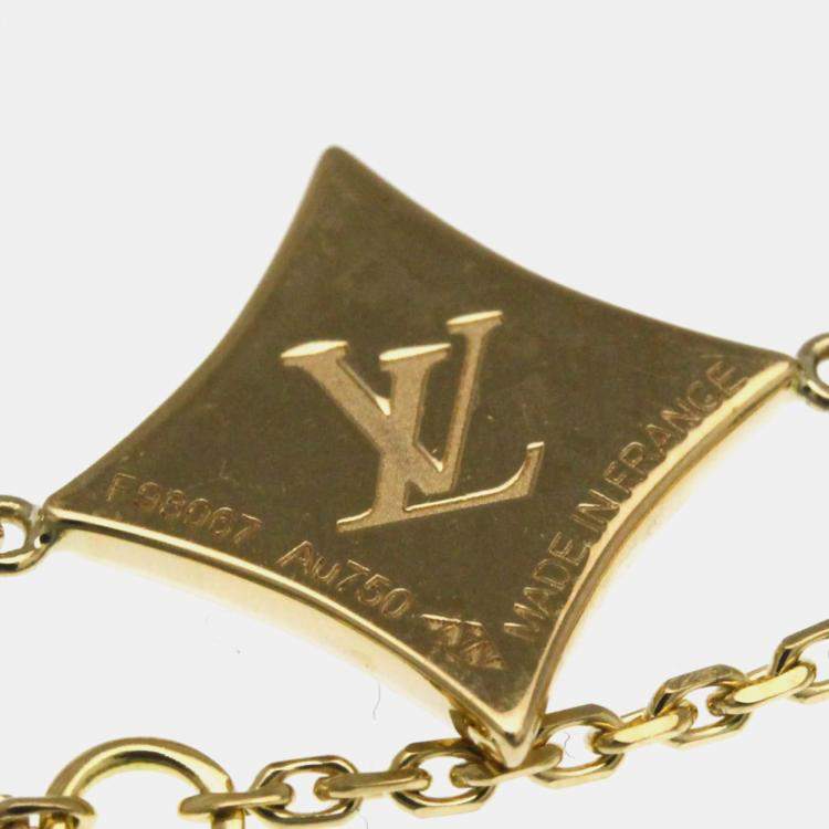 Pre Owned Louis Vuitton Star Blossom Yellow Gold 18K Diamond Onyx Charm Bracelet Onyx