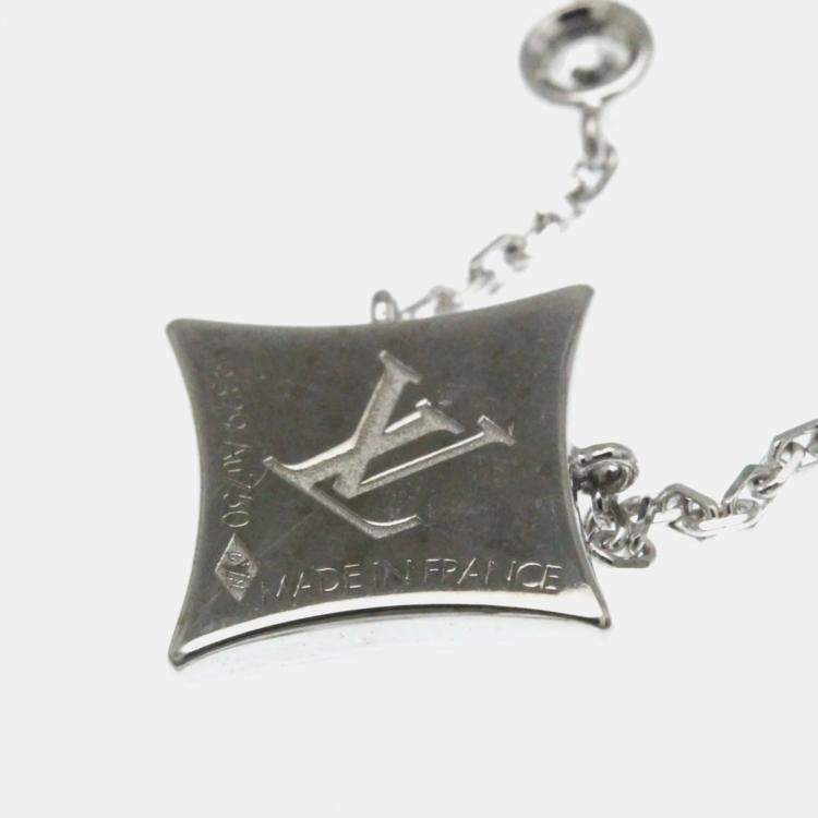 Pre Owned Louis Vuitton Star Blossom BB Onyx And Diamond White Gold 18K Diamond Onyx Pendant Necklace Silver