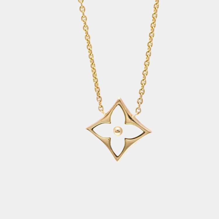 Pre Owned Louis Vuitton Star Blossom Necklace Pink Gold 18K Mother Of Pearl Pendant Necklace Pink Gold