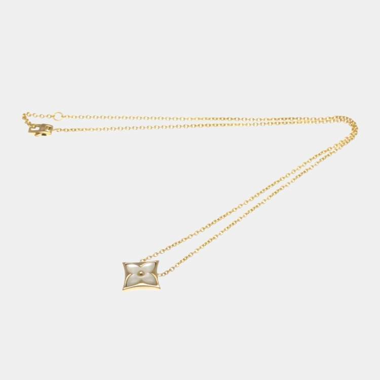 Pre Owned Louis Vuitton Star Blossom Necklace Pink Gold 18K Mother Of Pearl Pendant Necklace Pink Gold