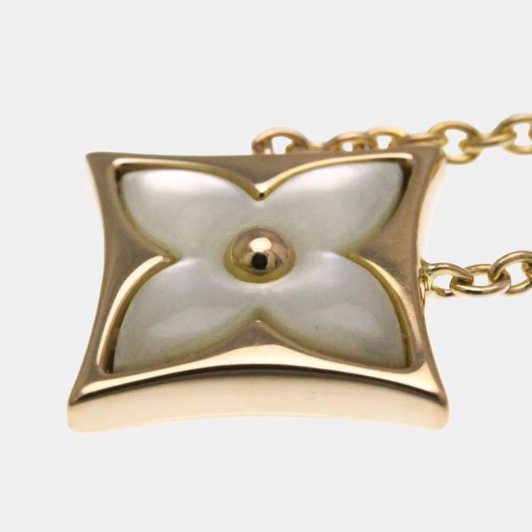 Pre Owned Louis Vuitton Star Blossom Necklace Pink Gold 18K Mother Of Pearl Pendant Necklace Pink Gold
