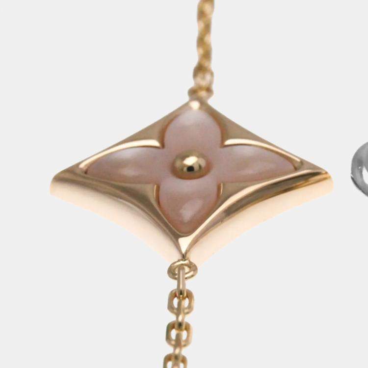Pre Owned Louis Vuitton Star Blossom Pink Gold 18K Diamond Mother Of Pearl Charm Bracelet Pink Gold