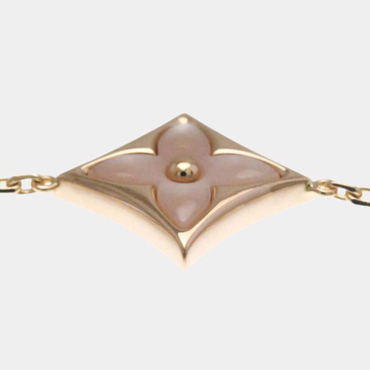 Pre Owned Louis Vuitton Star Blossom Pink Gold 18K Diamond Mother Of Pearl Charm Bracelet Pink Gold