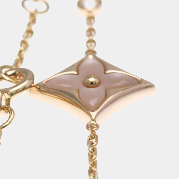 Pre Owned Louis Vuitton Star Blossom Pink Gold 18K Diamond Mother Of Pearl Charm Bracelet Pink Gold