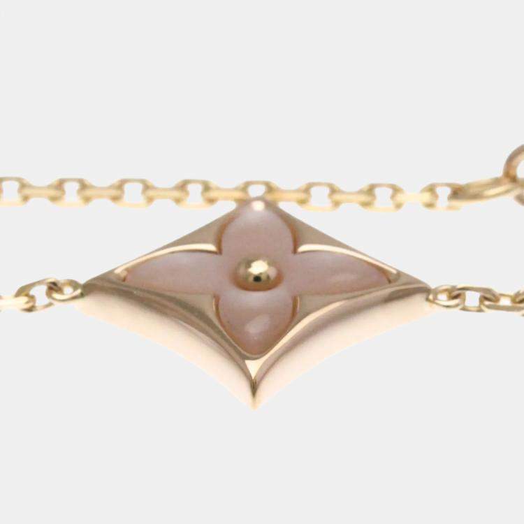 Pre Owned Louis Vuitton Star Blossom Pink Gold 18K Diamond Mother Of Pearl Charm Bracelet Pink Gold