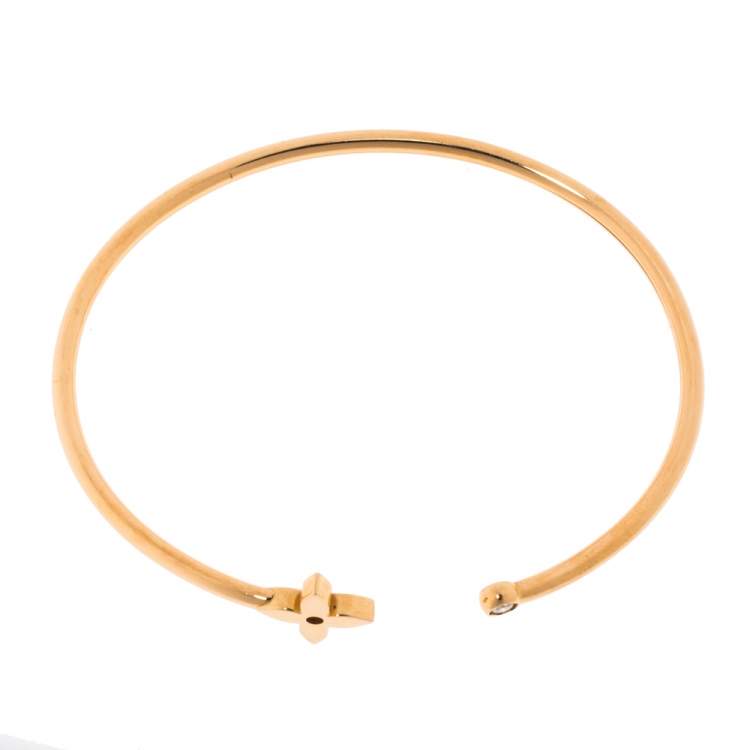Pre Owned Louis Vuitton Idylle Blossom Diamond 18K Rose Gold Twist Cuff Bracelet