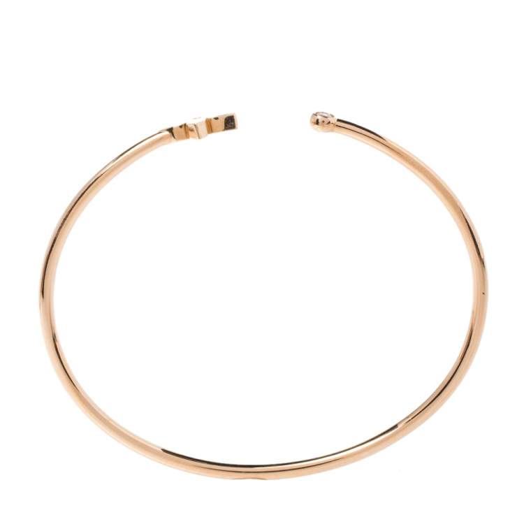 Pre Owned Louis Vuitton Idylle Blossom Diamond 18K Rose Gold Twist Cuff Bracelet