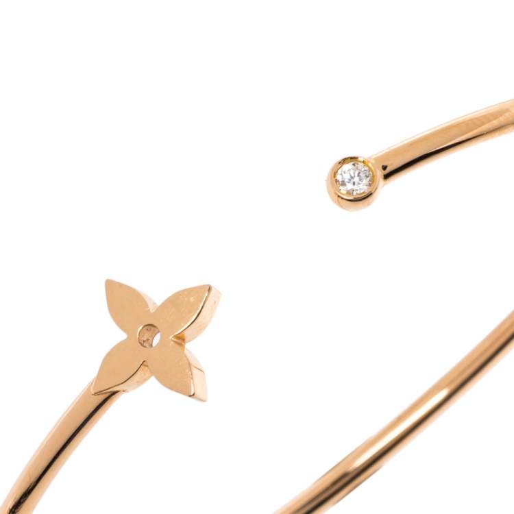 Pre Owned Louis Vuitton Idylle Blossom Diamond 18K Rose Gold Twist Cuff Bracelet