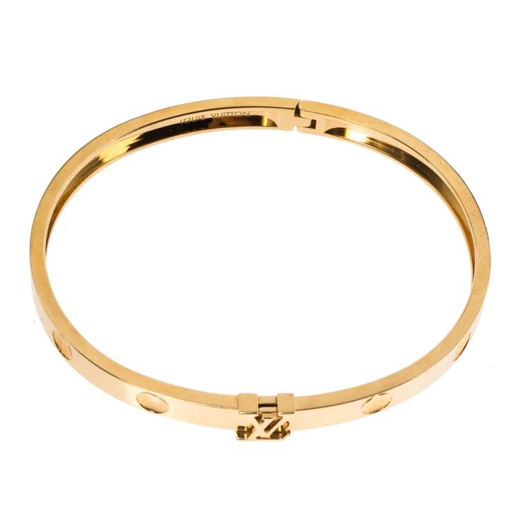 Pre Owned Louis Vuitton Empreinte 18K Yellow Gold Bangle Size Medium 16