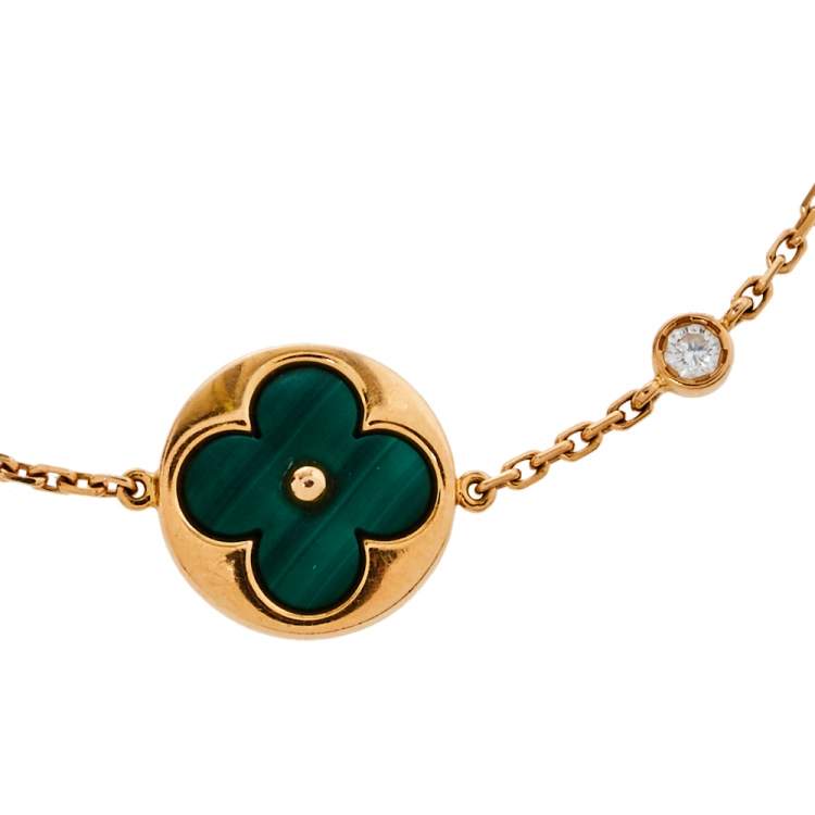 Pre Owned Louis Vuitton Color Blossom BB Sun Malachite Diamond 18K Rose Gold Bracelet