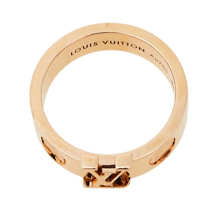 Pre Owned Louis Vuitton Empreinte 18K Rose Gold Ring Size 50