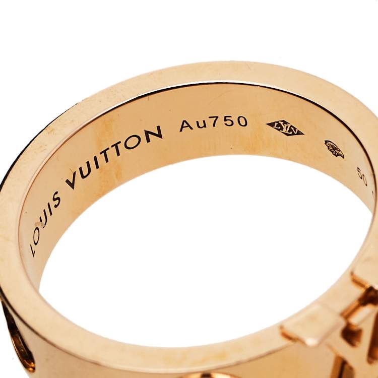 Pre Owned Louis Vuitton Empreinte 18K Rose Gold Ring Size 50
