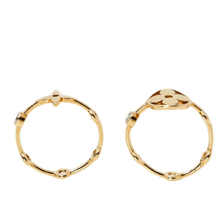 Pre Owned Louis Vuitton Monogram Idylle Blossom 18k Yellow Gold Set of Two Rings Size 53