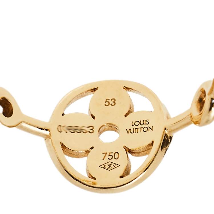 Pre Owned Louis Vuitton Monogram Idylle Blossom 18k Yellow Gold Set of Two Rings Size 53
