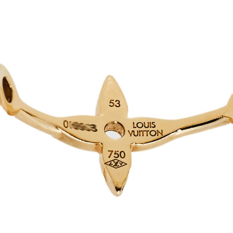 Pre Owned Louis Vuitton Monogram Idylle Blossom 18k Yellow Gold Set of Two Rings Size 53