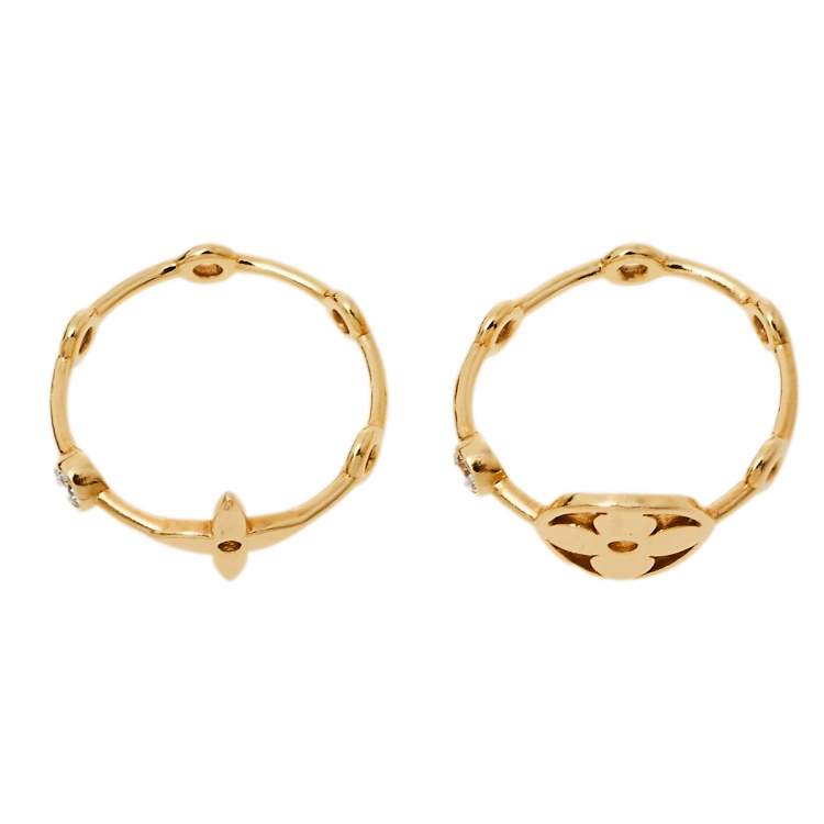 Pre Owned Louis Vuitton Monogram Idylle Blossom 18k Yellow Gold Set of Two Rings Size 53