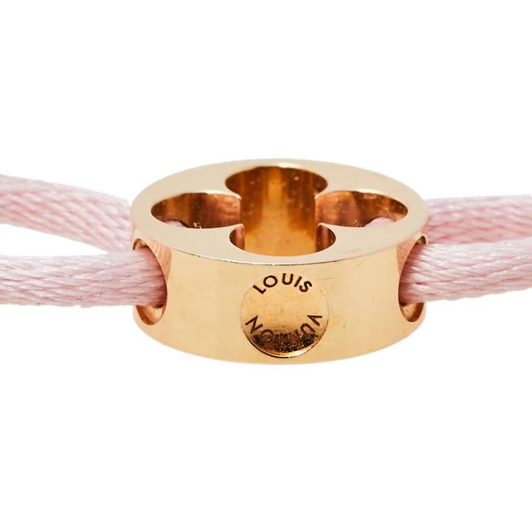 Pre Owned Louis Vuitton Empreinte 18K Rose Gold Pink Cord Bracelet