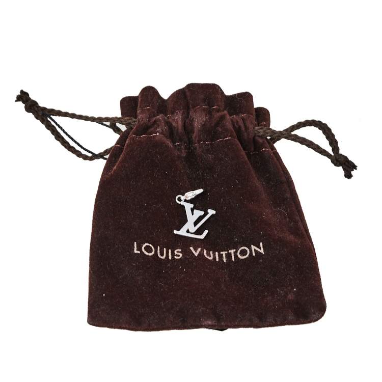 Pre Owned Louis Vuitton Initiales 18K White Gold LV Charm
