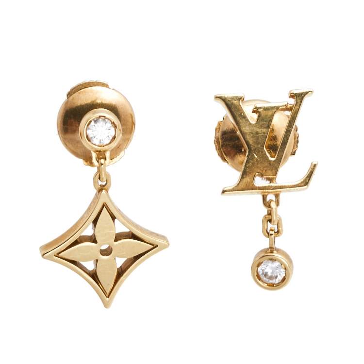 Louis Vuitton Diamond Gold Stud Earrings