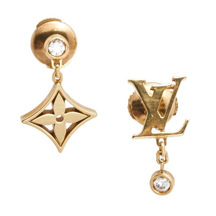 Pre Owned Louis Vuitton Idylle Blossom Diamond 2 Single Stud Earrings