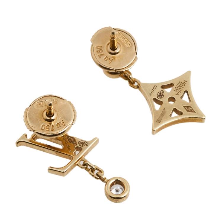 Pre Owned Louis Vuitton Idylle Blossom Diamond 2 Single Stud Earrings