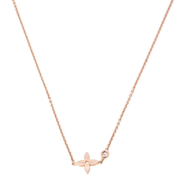 Pre Owned Louis Vuitton Idylle Blossom Diamond 18K Rose Gold Pendant Necklace