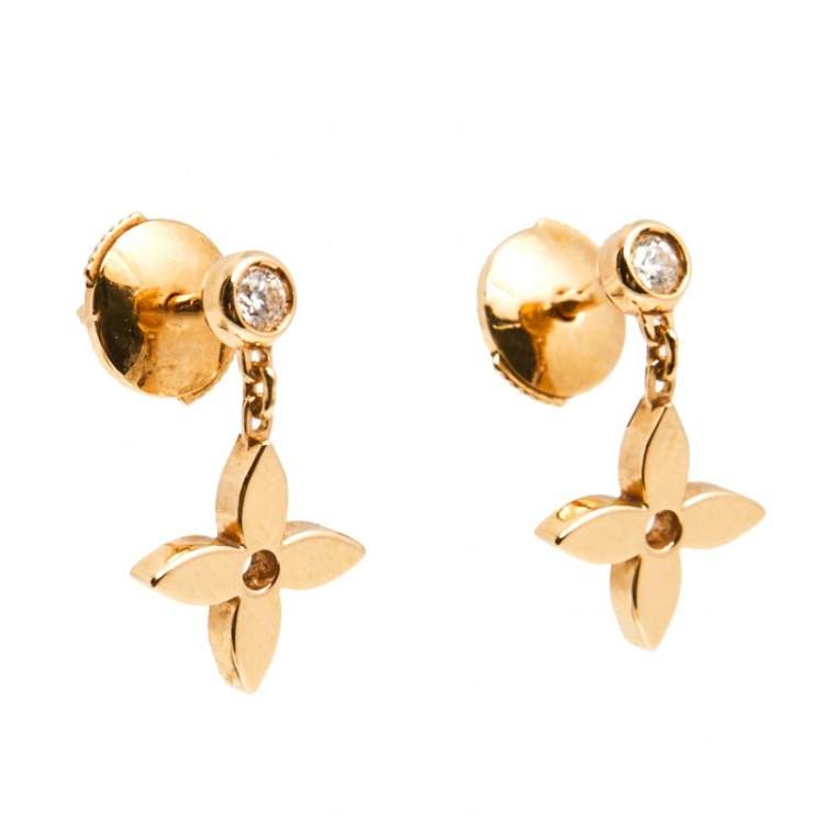 Louis Vuitton Diamond Gold Stud Earrings