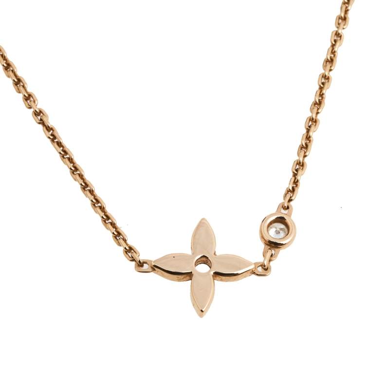 Pre Owned  Louis Vuitton Idylle Blossom Diamond 18K Rose Gold Pendant Necklace