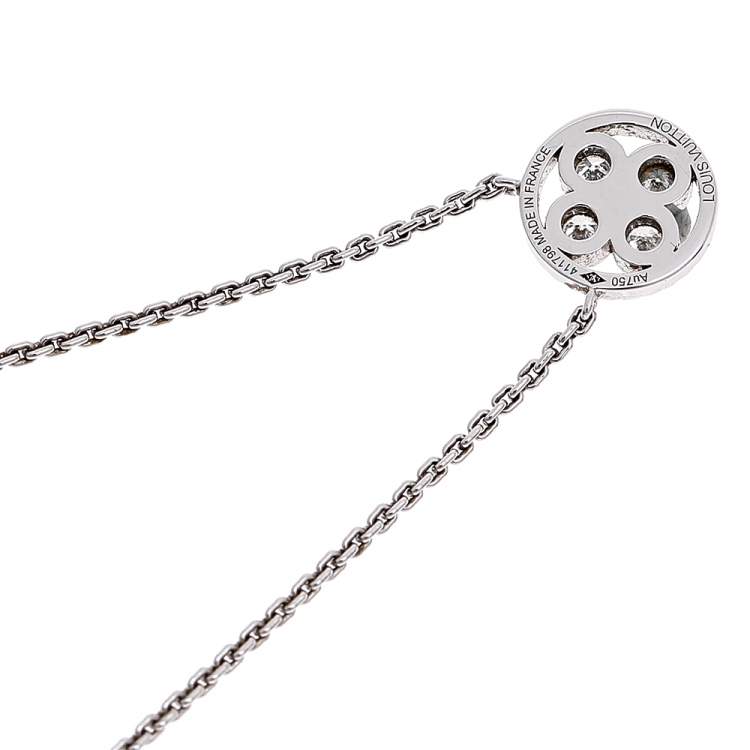 Pre Owned Louis Vuitton Blossom BB Diamond 18k White Gold Pendant Necklace
