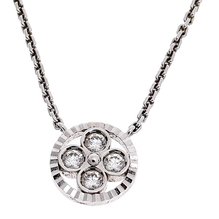 Pre Owned Louis Vuitton Blossom BB Diamond 18k White Gold Pendant Necklace