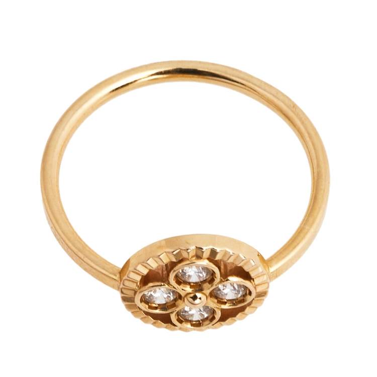 Pre Owned Louis Vuitton Blossom BB Diamond 18k Rose Gold Ring Size 52