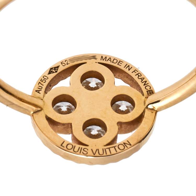 Pre Owned Louis Vuitton Blossom BB Diamond 18k Rose Gold Ring Size 52