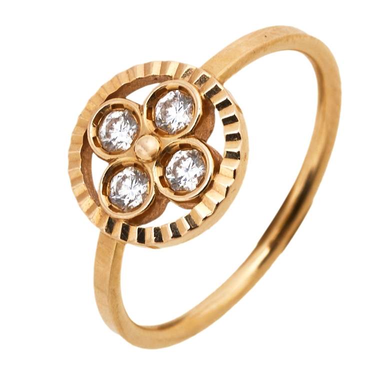 Pre Owned Louis Vuitton Blossom BB Diamond 18k Rose Gold Ring Size 52