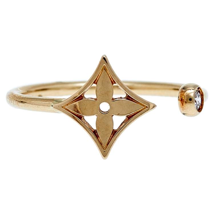 Pre Owned Louis Vuitton Idylle Blossom Diamond 18K Three Tone Gold Set of 3 Rings Size 52