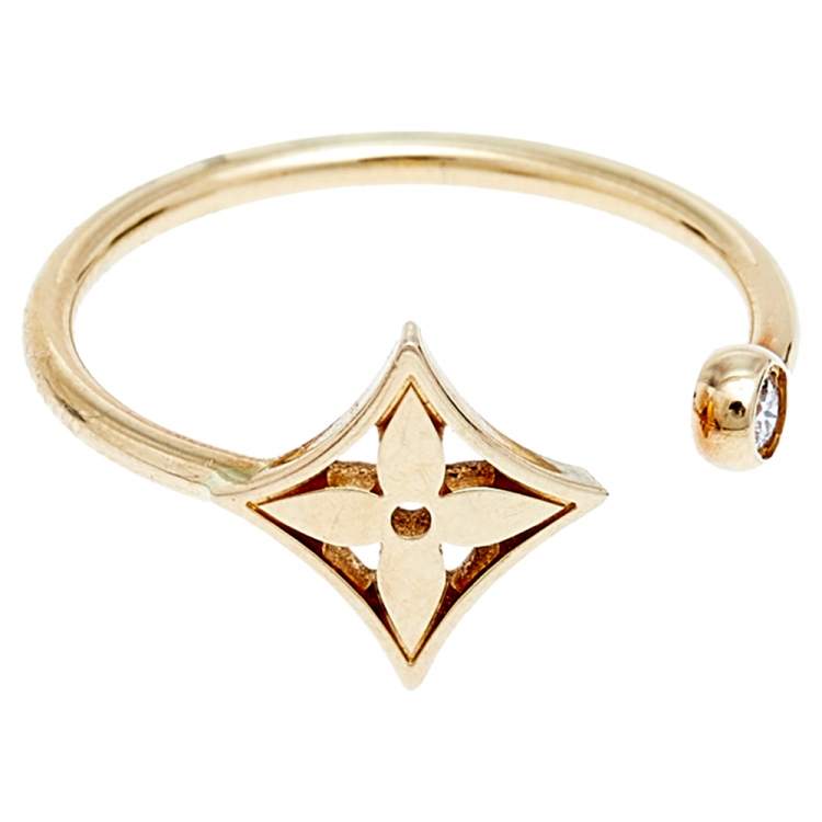 Pre Owned Louis Vuitton Idylle Blossom Diamond 18K Three Tone Gold Set of 3 Rings Size 52