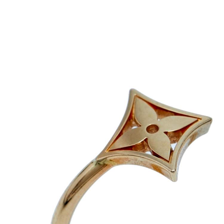 Pre Owned Louis Vuitton Idylle Blossom Diamond 18K Three Tone Gold Set of 3 Rings Size 52