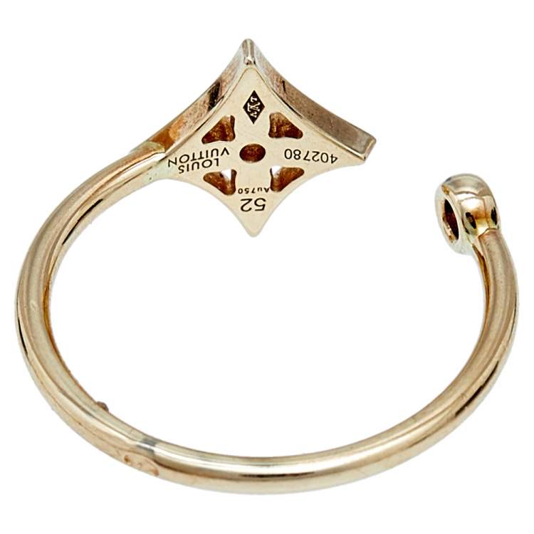 Pre Owned Louis Vuitton Idylle Blossom Diamond 18K Three Tone Gold Set of 3 Rings Size 52