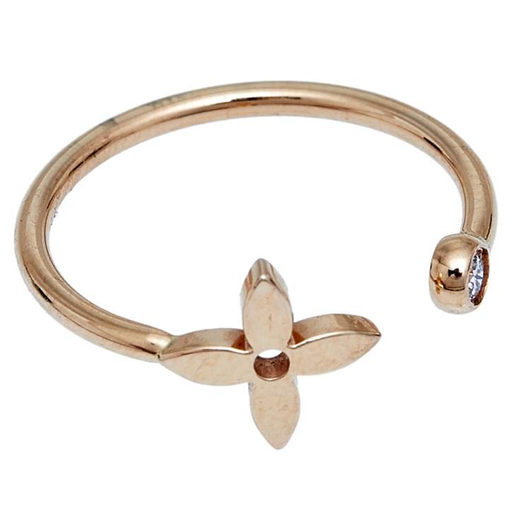 Pre Owned Louis Vuitton Idylle Blossom Diamond 18K Three Tone Gold Set of 3 Rings Size 52