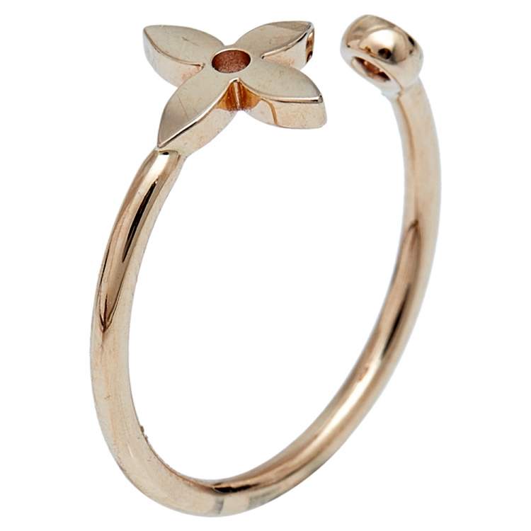 Pre Owned Louis Vuitton Idylle Blossom Diamond 18K Three Tone Gold Set of 3 Rings Size 52