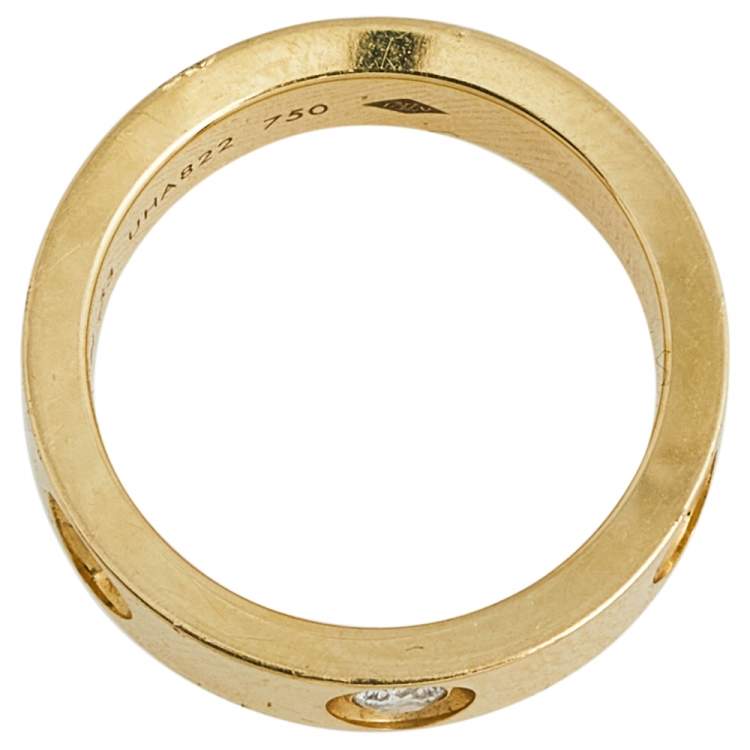 Pre Owned Louis Vuitton Empreinte Diamond 18k Yellow Gold Band Ring Size 53