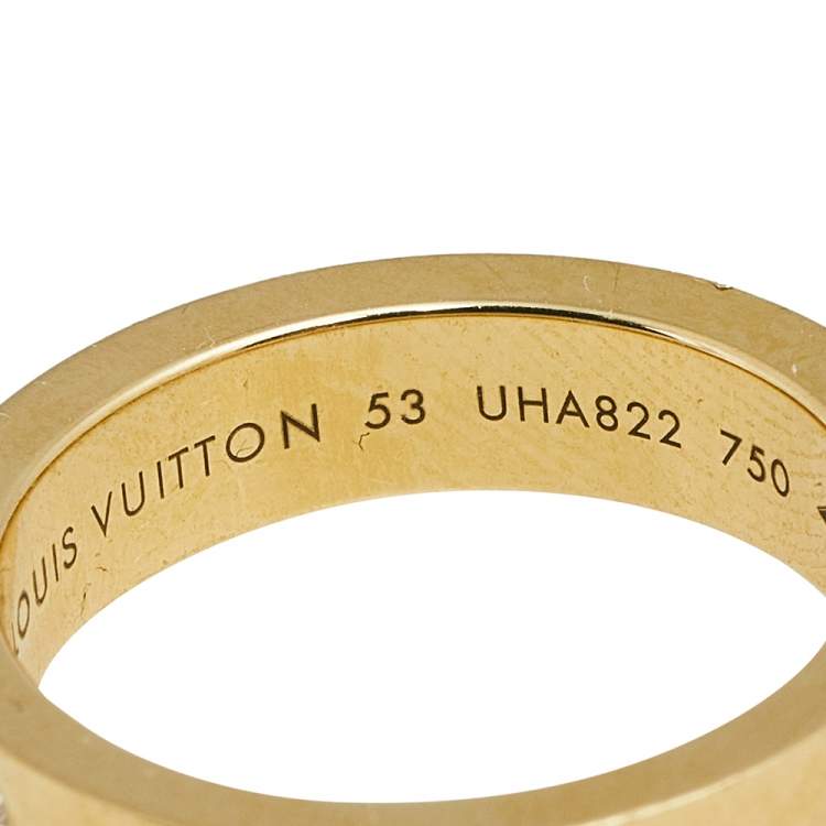 Pre Owned Louis Vuitton Empreinte Diamond 18k Yellow Gold Band Ring Size 53