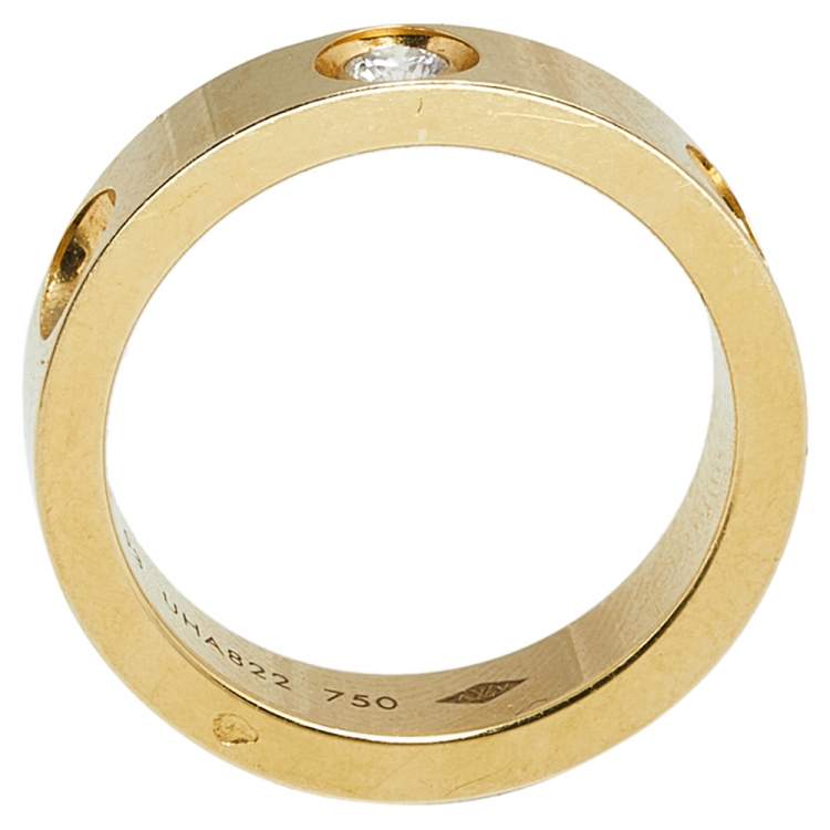 Pre Owned Louis Vuitton Empreinte Diamond 18k Yellow Gold Band Ring Size 53